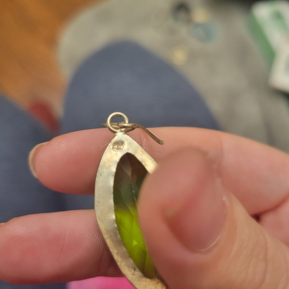 Large Marquise Light Green Gemstone Earrings - Picture 6 of 6